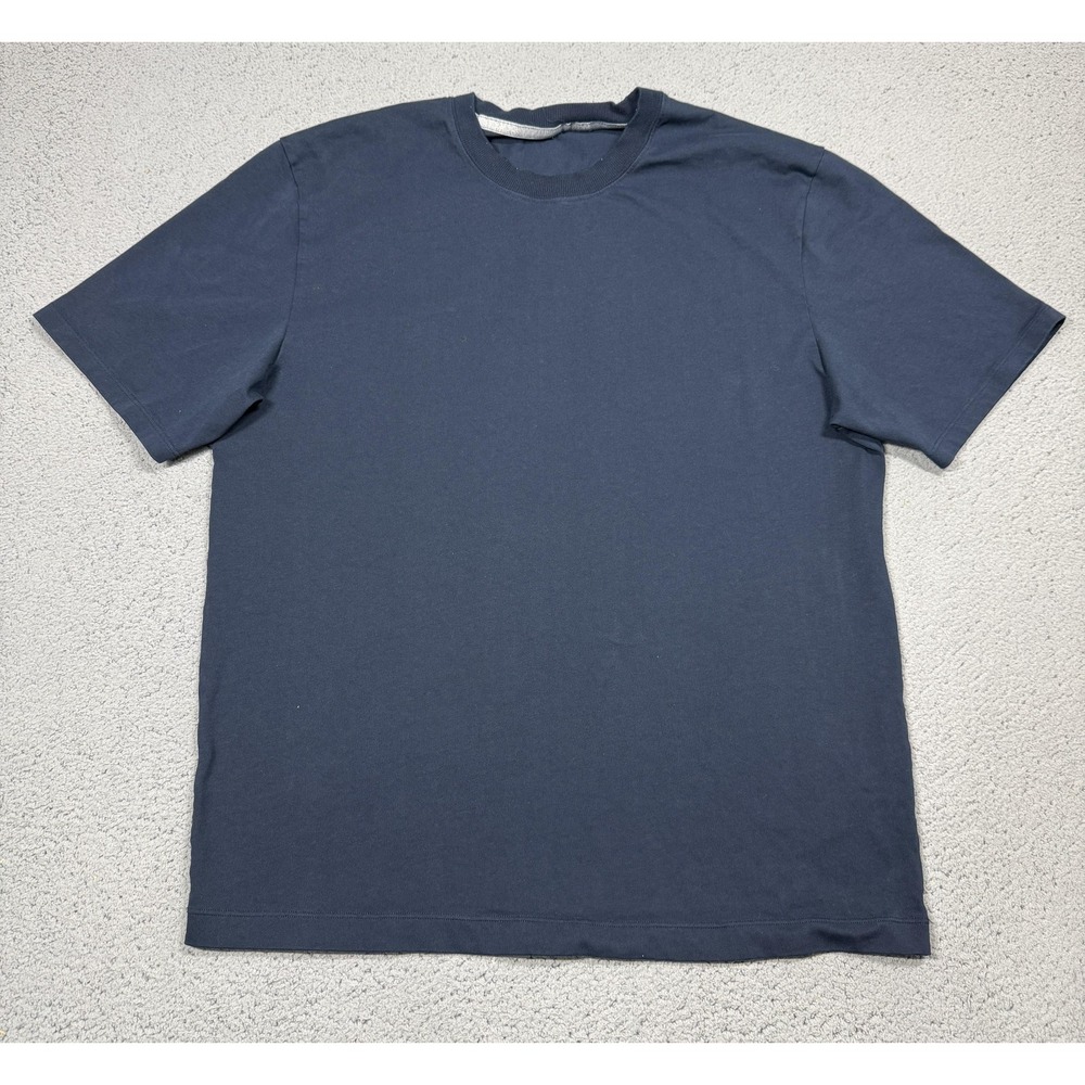 Lululemon Shirt Mens XL Blue Short Sleeve Crewneck Solid Tee Casual Logo Hem